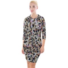 Mystic Geometry Abstract Print Quarter Sleeve Hood Bodycon Dress by dflcprintsclothing