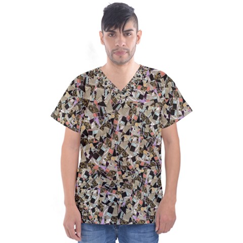 Mystic Geometry Abstract Print Men s V-neck Scrub Top by dflcprintsclothing