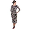 Mystic Geometry Abstract Print Quarter Sleeve Midi Velour Bodycon Dress View2