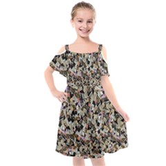 Mystic Geometry Abstract Print Kids  Cut Out Shoulders Chiffon Dress by dflcprintsclothing