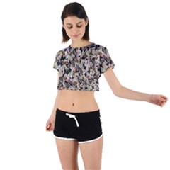 Mystic Geometry Abstract Print Tie Back Short Sleeve Crop Tee by dflcprintsclothing