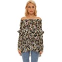 Mystic Geometry Abstract Print Off Shoulder Chiffon Pocket Shirt View1