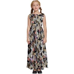 Mystic Geometry Abstract Print Kids  Satin Sleeveless Maxi Dress by dflcprintsclothing