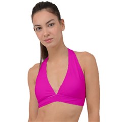 Fashion Fuchsia Pink	 - 	halter Plunge Bikini Top by ColorfulSwimWear