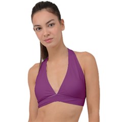 Glistening Grape Purple	 - 	halter Plunge Bikini Top by ColorfulSwimWear