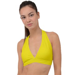 Middle Yellow	 - 	halter Plunge Bikini Top by ColorfulSwimWear