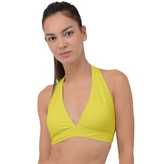 Neon Yellow	 - 	halter Plunge Bikini Top by ColorfulSwimWear