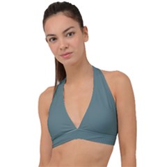 Greyish Turquoise	 - 	halter Plunge Bikini Top by ColorfulSwimWear