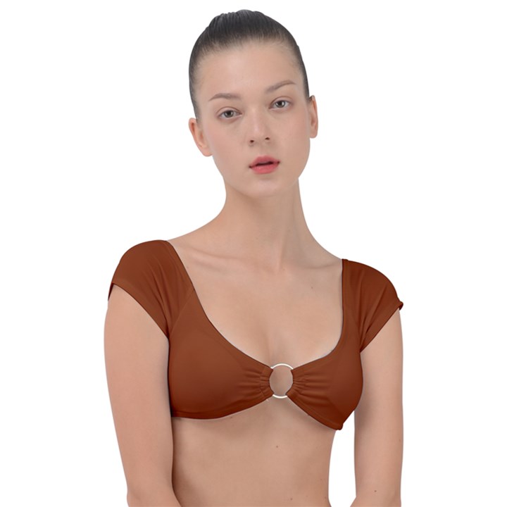 Dark Amber Orange	 - 	Cap Sleeve Ring Bikini Top