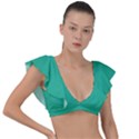 Mountain Meadow Green	 - 	Plunge Frill Sleeve Bikini Top View1