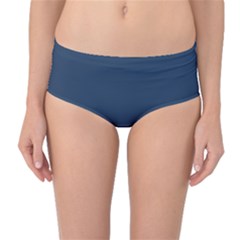 Navy Peony Blue	 - 	mid-waist Bikini Bottoms by ColorfulSwimWear