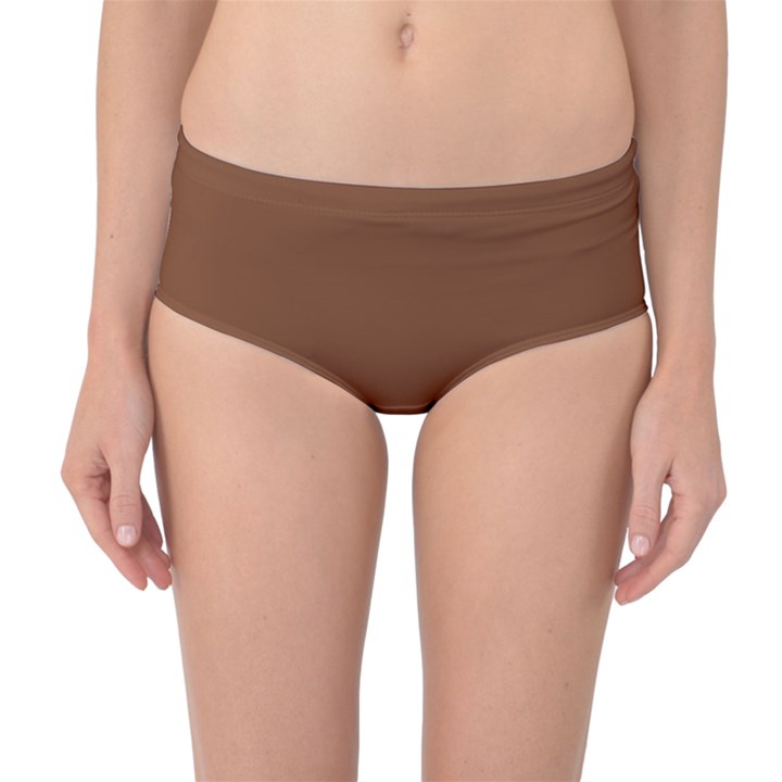 Toffee Brown	 - 	Mid-Waist Bikini Bottoms