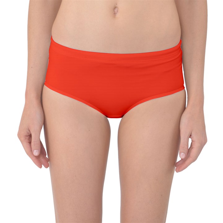 Scarlet Red	 - 	Mid-Waist Bikini Bottoms