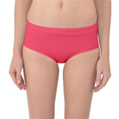 Sizzling Red	 - 	mid-waist Bikini Bottoms by ColorfulSwimWear