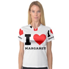 I love margaret V-Neck Sport Mesh Tee