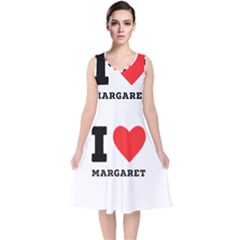 I Love Margaret V-neck Midi Sleeveless Dress  by ilovewhateva