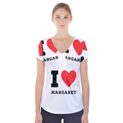 I love margaret Short Sleeve Front Detail Top