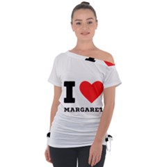 I love margaret Off Shoulder Tie-Up Tee