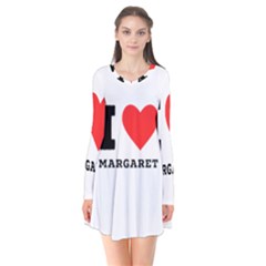 I love margaret Long Sleeve V-neck Flare Dress