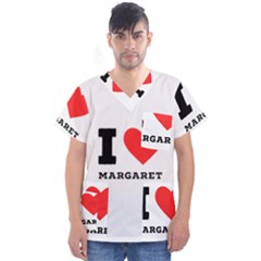 I love margaret Men s V-Neck Scrub Top