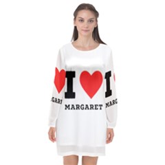 I love margaret Long Sleeve Chiffon Shift Dress 