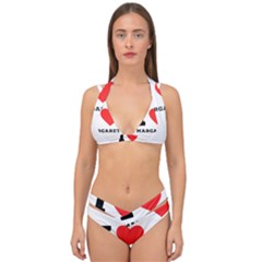 I love margaret Double Strap Halter Bikini Set