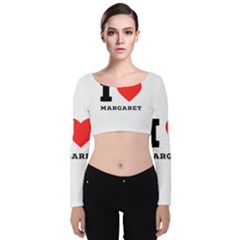 I love margaret Velvet Long Sleeve Crop Top