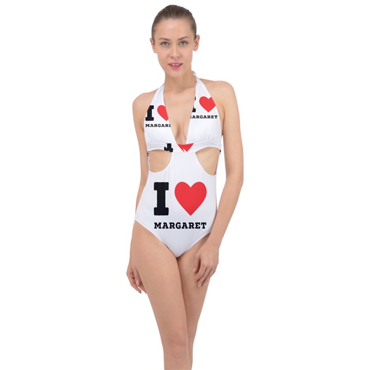 I love margaret Halter Front Plunge Swimsuit