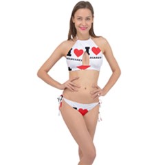 I love margaret Cross Front Halter Bikini Set