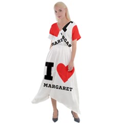 I love margaret Cross Front Sharkbite Hem Maxi Dress