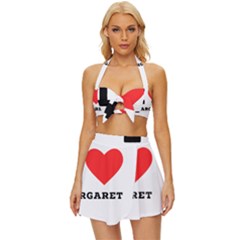 I love margaret Vintage Style Bikini Top and Skirt Set 