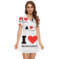 I love margaret V-Neck High Waist Chiffon Mini Dress