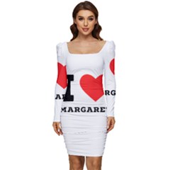 I love margaret Women Long Sleeve Ruched Stretch Jersey Dress