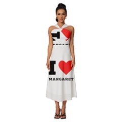 I love margaret Sleeveless Cross Front Cocktail Midi Chiffon Dress