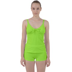 Chartreuse Green	 - 	tie Front Two Piece Tankini by ColorfulSwimWear