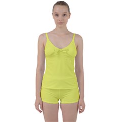 Laser Lemon Yellow	 - 	tie Front Two Piece Tankini by ColorfulSwimWear