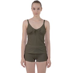 Martini Olive Brown	 - 	tie Front Two Piece Tankini by ColorfulSwimWear