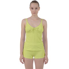 Light Lime Yellow	 - 	tie Front Two Piece Tankini by ColorfulSwimWear