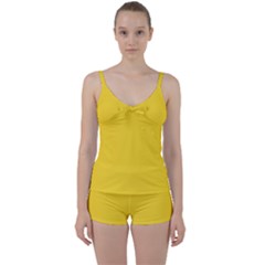 Vibrant Yellow	 - 	tie Front Two Piece Tankini by ColorfulSwimWear