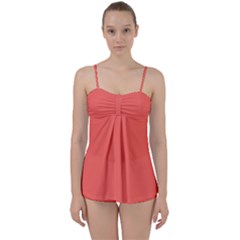 Sun Kissed Coral	 - 	babydoll Tankini Set by ColorfulSwimWear