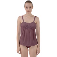 Rose Taupe Brown	 - 	twist Front Tankini Set by ColorfulSwimWear