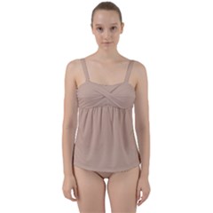 Toasted Almond Brown	 - 	twist Front Tankini Set by ColorfulSwimWear