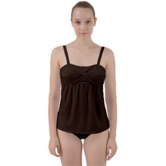 Chocolate  Brown	 - 	twist Front Tankini Set by ColorfulSwimWear