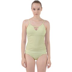 Parchment Yellow	 - 	cut Out Top Tankini Set by ColorfulSwimWear