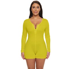 Citrine Yellow	 - 	long Sleeve Boyleg Swimsuit by ColorfulSwimWear