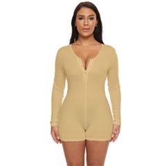 Latte	 - 	long Sleeve Boyleg Swimsuit by ColorfulSwimWear