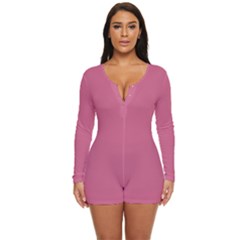 Pale Violet Pink	 - 	long Sleeve Boyleg Swimsuit by ColorfulSwimWear