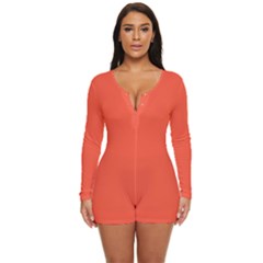 Soda Orange	 - 	long Sleeve Boyleg Swimsuit by ColorfulSwimWear