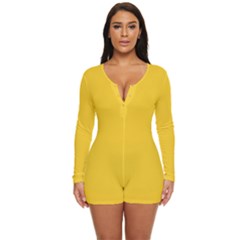 Tuscany Yellow	 - 	long Sleeve Boyleg Swimsuit by ColorfulSwimWear