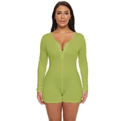 Avocado Green	 - 	long Sleeve Boyleg Swimsuit by ColorfulSwimWear